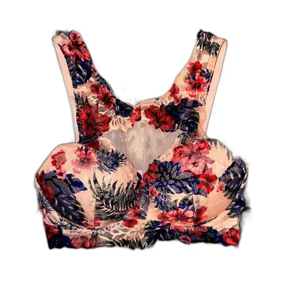 Victoria Secret | PINK Lace High Neck Push Up Bra Underwire Bralette Size XS - Picture 4 of 9